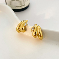 Boucles d'oreilles en forme de zircon, bijoux en acier inoxydable en gros, boucles d'oreilles irrégulières en acier inoxydable plaqué or 18 carats