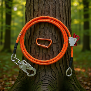 Équipement d'escalade d'arbre, noyau en acier de 16 mm, mousqueton en acier allié de 10 pieds, mousqueton en aluminium, protection contre les chutes - Product Image 2