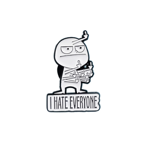 Divertente spilla per il cattivo del dito medio distintivo Design creativo stile frase inglese odio <span class=keywords><strong>tutti</strong></span> spilla smaltata - Product Image 1