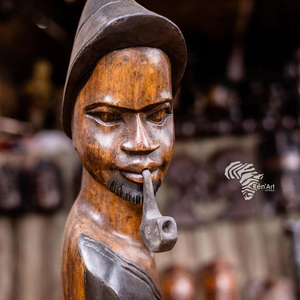 RENART AFRIKAN Congolese Handcrafted Wood Carving Intricate Wooden <b>Figure</b> Tribal Art Exotic Decor - Product Image 1