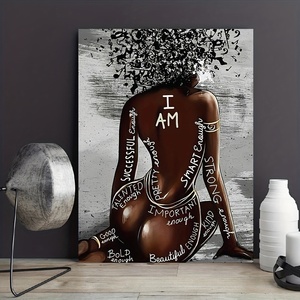 Cuadro en lienzo de mujer negra con cabello afro, impresión artística al óleo, póster musical, chica africana, decoración moderna de pared sin marco para sala de estar y dormitorio - Product Image 2