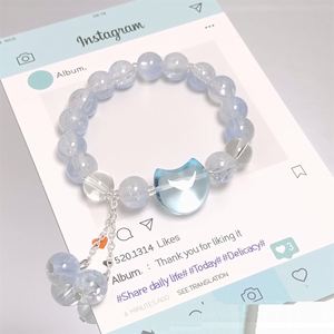 Trendy Colorful Sweet Fantasy Popcorn Cracked <b>Beads</b> <b>Bracelet</b> for Women GirlsColored Opal Crystal Cat Charm Pendant Hand <b>Bracelet</b> - Product Image 3