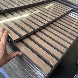 แผ่นไม้ผนังอะคูสติกพร้อมการออกแบบร่อง MDF + ไม้วีเนียร์ไม้แผ่นไม้ระแนงผนังโซลูชันกราฟิก - Product Image 3