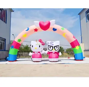 Outdoor advertising cartoon character kitty cat inflatable arch entrance inflatable arches gate for sale