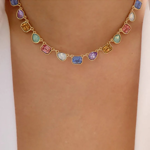 Collana da <span class=keywords><strong>Donna</strong></span> Personalizzata 2024 con Perline e Strass Colorati per Feste - Product Image 1