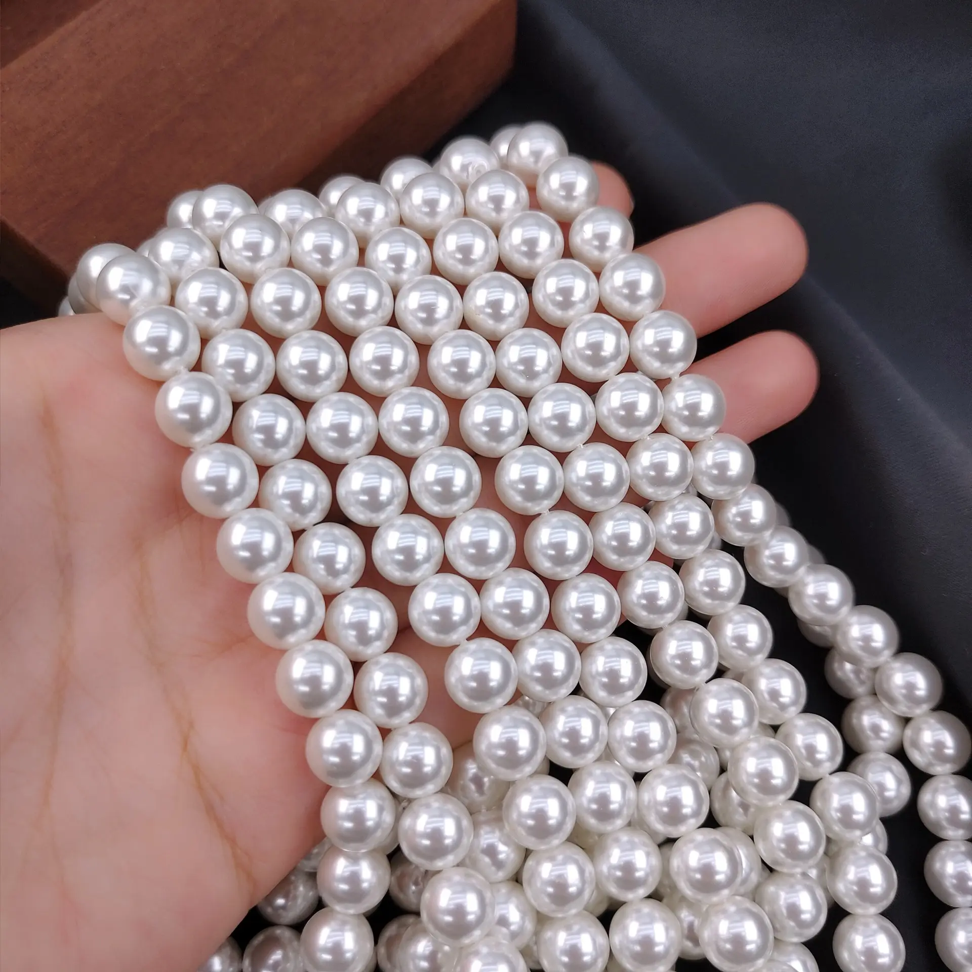 Commercio all'ingrosso 3-12mm perline di conchiglie imitazione mare del sud perle bianche lucide