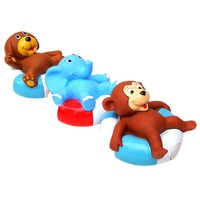 Jouets promotionnels divers : Ensemble de jouets de bain flottants pour enfants, comprenant des bouées et des animaux en caoutchouc (singe), et des jouets de salle de bain magnétiques