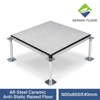 Plancher surélevé antistatique à âme en acier pleine masse avec surface céramique pour centre de données et hôpital, panneau ESD SENMAI 600x600x40mm