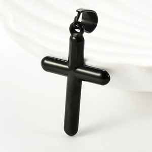 Collier classique avec petit pendentif croix pour femmes et hommes, en acier inoxydable, argent, or, noir, simple, religieux, chrétien, foi, prière, bijoux - Product Image 4