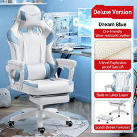 Chaise de jeu ergonomique de luxe personnalisée avec fonction extensible, design mignon pour fille, cuir moderne, chaise pivotante