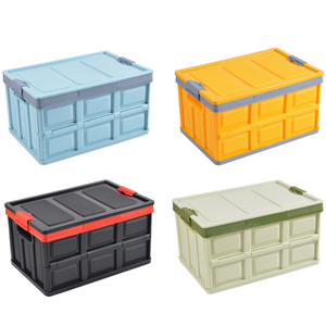 Cubo de almacenamiento plegable de 30 o 55 litros con tapa, caja de almacenamiento apilable de plástico con bolsa de revestimiento interior - Product Image 3