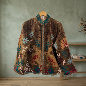 Wholesale Handmade Velvet Rabbit Embroidered <b>Jacket</b> <b>Women</b> Boho Winter Short Coat Cute Animal Floral Motif <b>Vintage</b> Ethnic Casual - Product Image 5