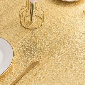 Nappe brodée à sequins 120cm*150cm, design doré, populaire pour événements et fêtes, vente en gros - Product Image 3