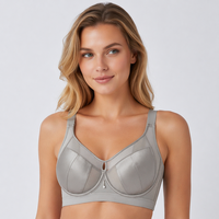 Soutien-gorge sans armatures en satin réfléchissant la lumière pour femmes rondes ; Respirant, sans coutures, avec design en maille ajourée, contrôle latéral et fermeture à quatre rangées à l'arrière
