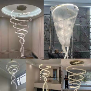 Lustre en cristal suspendu moderne de luxe sur mesure, design LED, perles, luminaires suspendus pour hôtel, villa, escalier, villa - Product Image 4