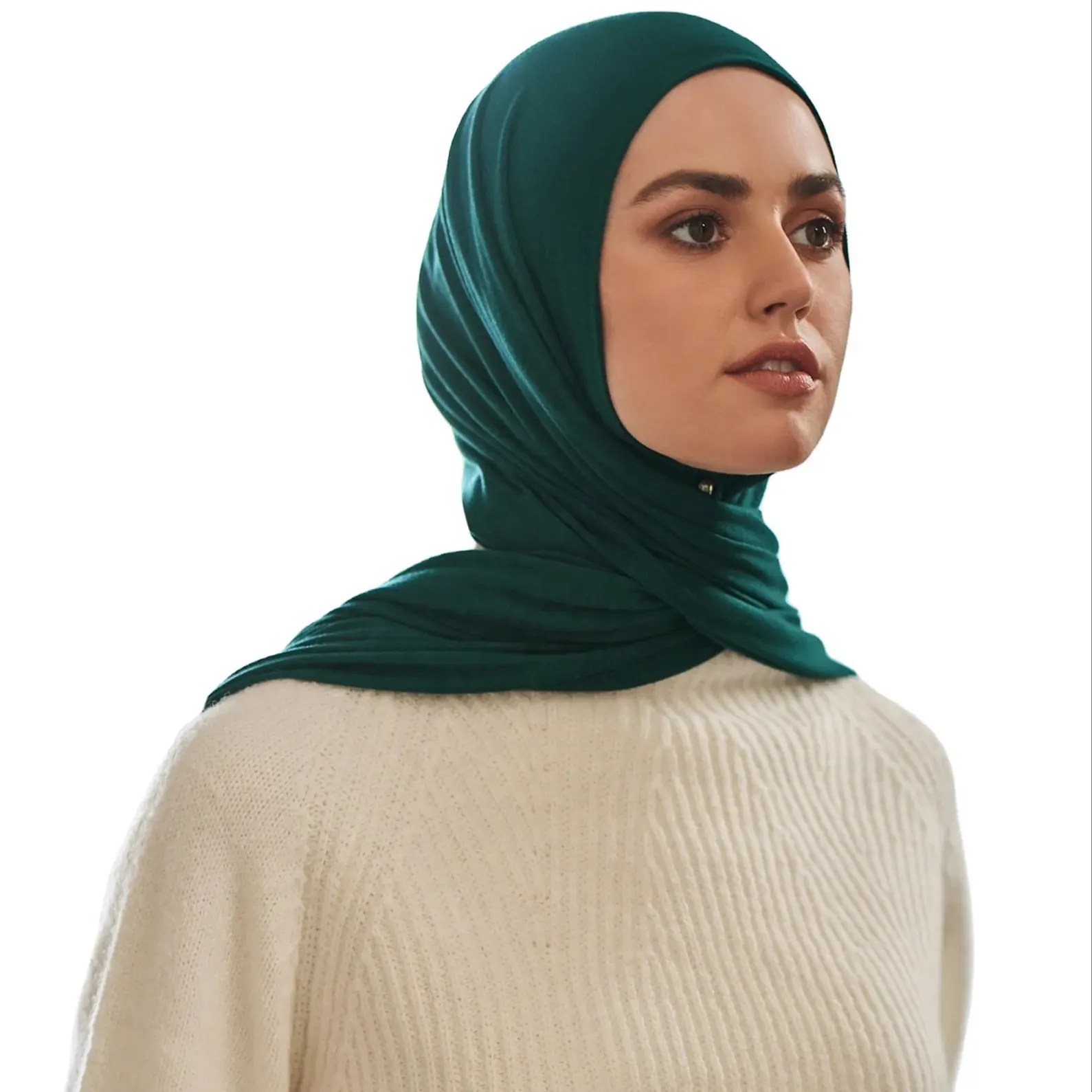 ईमान फैशन Khimar हिजाब tudung फैक्टरी भारी गुणवत्ता Stretchy कपास जर्सी दुपट्टा सादे रंग हिजाब कांस्य सदाबहार रंग