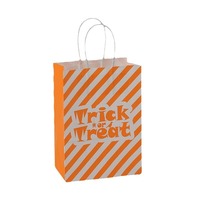 Tas kemasan hadiah makanan ringan permen Halloween 15x8x21cm pegangan terpilin kertas Kraft tas pengiriman makanan tersedia