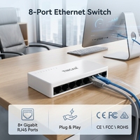 Conmutador de red Gigabit de 8 puertos 10/100/1000Mbps Mini conmutador Ethernet Rápido 100 metros Ethernet RJ45 LAN interruptores OEM o TiNCAM