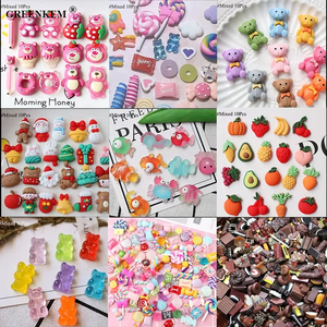 10 piezas/bolsa de adornos de resina kawaii para decoración de uñas, dijes navideños de dulces, flores y frutas, dijes 3D para uñas - Product Image 5