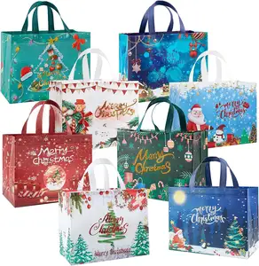 Customized Luxury Happy Christmas Non Woven Gift Packaging Bags Wedding Gift Wrapping Reusable Bag In Stock