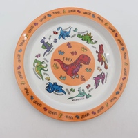 Plaque ronde en mélamine réutilisable pour enfants, impression personnalisée de dessins animés blancs, plaque de mélamine en gros en vrac