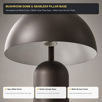 Lampe de table moderne nordique en forme de champignon, en métal bronze, pour chevet, bureau, chambre, salon, hôtel