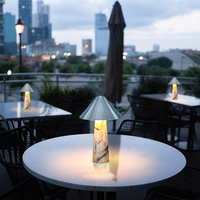 Lampes de table rechargeables en albâtre, batterie 5V, LED moderne, abat-jour en marbre, sans fil, métal, lampe de table portable, chambre à coucher, restaurant