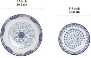 Bol à pâtes en céramique Talavera bleu de 8 pouces pour pâtes, salade, micro-ondes et lave-vaisselle - Product Image 6