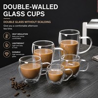 Tasse à café en verre borosilicate à double paroi personnalisée de 150 ml, 250 ml, 350 ml, résistante à la chaleur, mug en verre isolé pour espresso, latte, thé