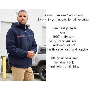 2025แจ็คเก็ตมีฮู้ดสำหรับผู้ชายกันน้ำได้มีซิปรูดซิป J327ปักโลโก้ได้ตามต้องการข้อความ3D PU - Product Image 3