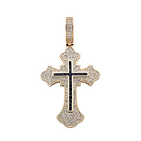 Collier pendentif croix de luxe avec zircon cubique étincelant, plaqué or, bijoux religieux pour hommes et femmes, charme crucifix