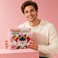 Boîte à nourriture pour chat personnalisée rose, emballage pour animaux de compagnie, OEM, vente en gros, carton pliable pour marques privées de soins pour chats