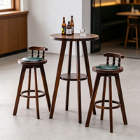 Ensemble table et chaises de bar vintage en bois massif pour usage domestique, chaises de bar, table basse de balcon ou de fenêtre pour le loisir