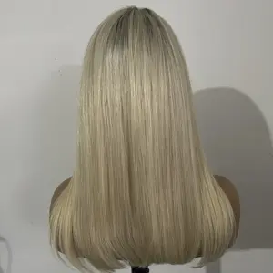 Ombre Gekleurde Korte Bob Cut Lace Front Pruik Recht #613 Bob Honingblonde Pruiken Braziliaanse Maagdelijke Ruw Haar Kant Pruik Voor