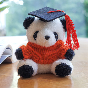 En gros 2026 Mini porte-clés en peluche Panda avec toque de graduation, mignon dessin animé, animal en peluche moelleux, breloque de sac, souvenir, cadeau - Product Image 1