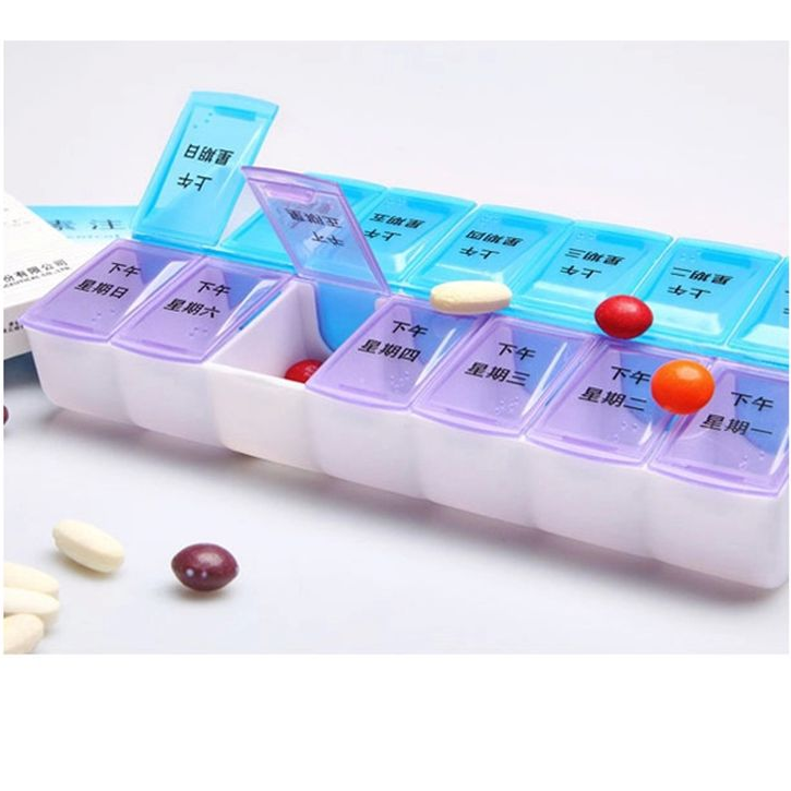 Monthly Pill Box Am/Pm Pill Organizer Box For 7 Days 14 Compartments Pill Packaging Clear Box