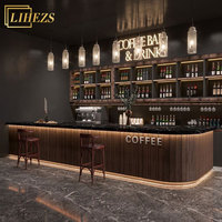 Comptoir de caisse en bois LED personnalisé pour café, design moderne et populaire, mobilier de présentation pour bar à vin