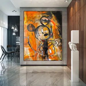 Professionele Fabriek Populaire Cartoon Met De Hand Gemaakt Abstracte Muur Foto Graffiti Kunst Cartoon Canvas Olieverfschilderij