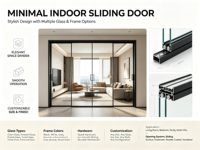 Porte coulissante en aluminium de style chinois, étanche, résistante à l'humidité, durable, avec cadre fin, porte vitrée pour cuisine, balcon