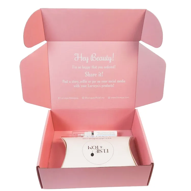 Необычная розовая Двусторонняя коробка для косметических почтовых отправлений с принтом для ухода за кожей, коробки из гофрированного картона
