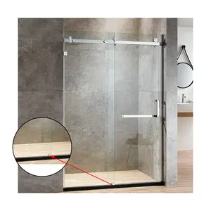 Baide portes coulissantes en verre trempé sans cadre, boîtier de douche, salle de bain, en fibre de verre, cabine de douche