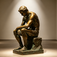 Célèbre sculpture en bronze antique sur mesure, grandeur nature, homme assis