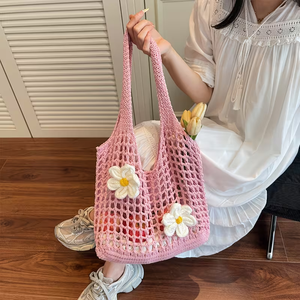 <span class=keywords><strong>Bolso</strong></span> de Playa de Ganchillo Estilo Bohemio, Accesorios de Playa de Verano, <span class=keywords><strong>Bolso</strong></span> de Mano para Mujer, <span class=keywords><strong>Bolso</strong></span> de Malla con Flores, <span class=keywords><strong>Bolso</strong></span> Tejido Estilo <span class=keywords><strong>Hippie</strong></span> - Product Image 4