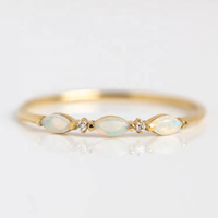 Bijoux en or vermeil personnalisé, argent sterling 925 plaqué or 14 carats, pierre naturelle, anneaux à triple opale, bijoux fins