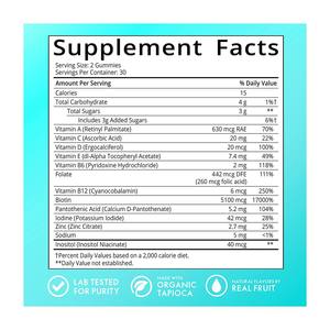 Vitamines pour cheveux OEM Gummy 5100mcg Biotine Acide folique Complément alimentaire 60 Gummies à la pectine de fruits Soins capillaires pour femmes - Product Image 3