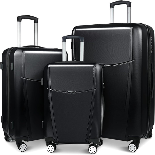 Travel Time Brand Designer Hardside Luggage Sets with TSA Lock 4-Wheel Spinner Wheels ABS Material Unisex Suitcase