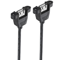 Cable de Extensión USB 2.0 Tipo A Hembra a Hembra Bochara con Montaje en Panel de Tornillos, Doble Blindaje (Lámina + Trenzado) 30cm 50cm