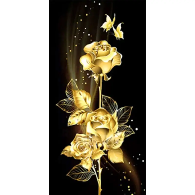 Nieuwste Huacan 5d Diamant Kunst Schilderij Kits Zwart Geel Groothandel Diamant Mozaïek Bloem Rose Moderne Mode