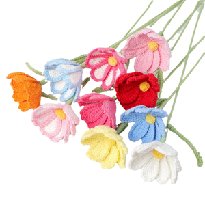 Algodón hecho a mano ganchillo hojas artificiales flores y plantas Rosa tulipán girasol 40cm seco eterno interior decoración del hogar regalo - Product Image 3