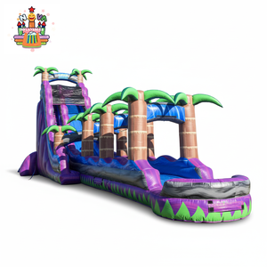 Tobogán Acuático Inflable Tropical Morado y Verde, Equipo de Juego Acuático Infantil Inspirado en la Jungla con Tobogán y Área de Chapoteo - Product Image 3